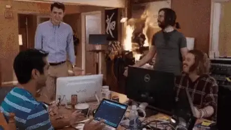 Pied Piper's servers burning in the background of the Hacker Hostel
